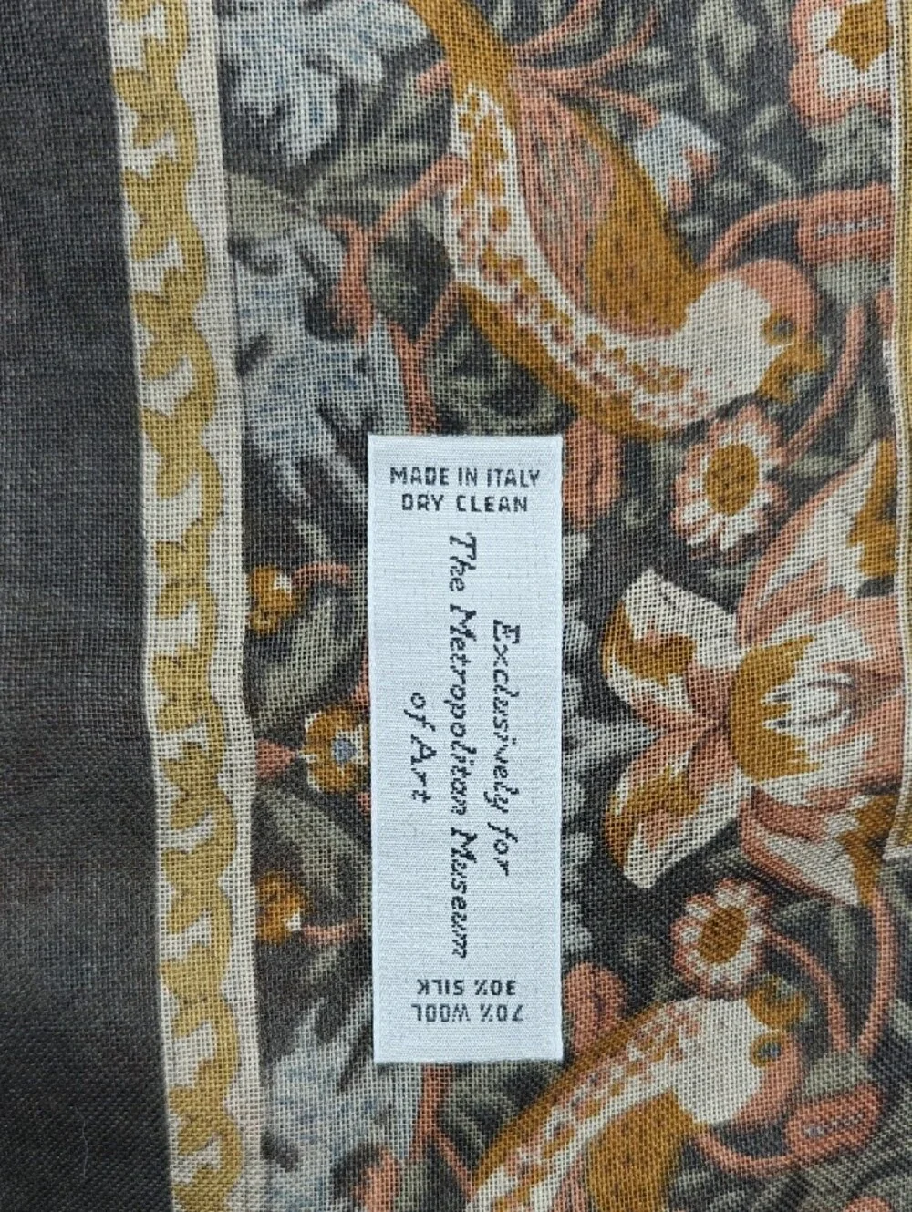 Floral Medallion Silk-Blend Scarf in Mustard and Coral